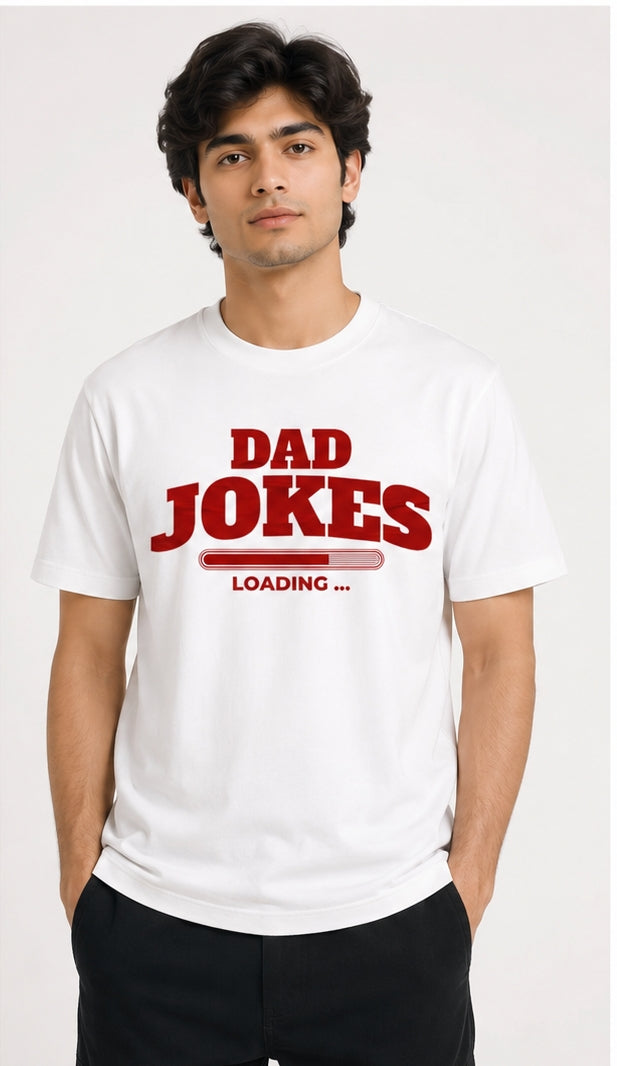Dad Jokes Regular Fit 100% Cotton White T-Shirts